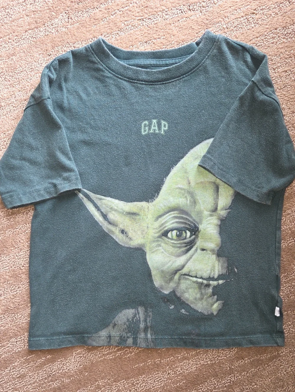GAP Boys Dark Green Tee with Yoda Face Graphic